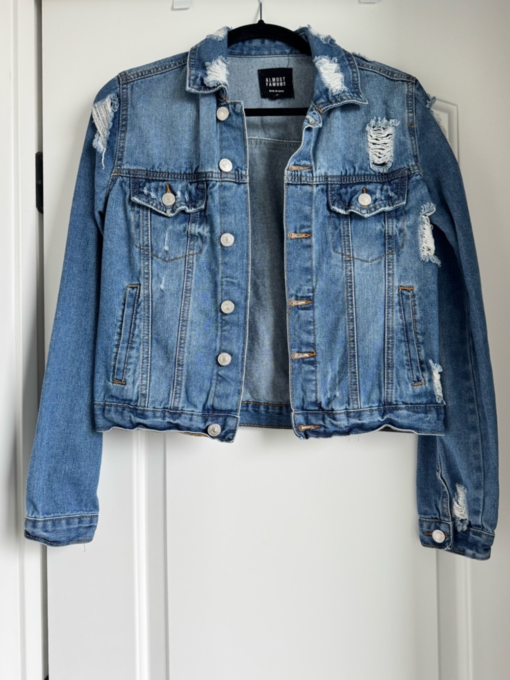 Almost Famous Light Blue Distressed Denim Jacket